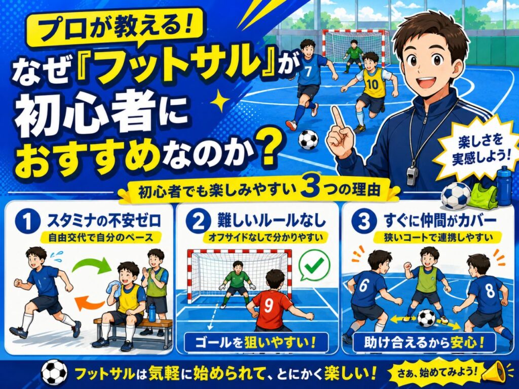 【初心者必見】フットサルとサッカーのコート・ルールの違いとは?プロが教える安心の選び方 min ChatGPT Image 2026年6月9日 11 27 11 1024x768 - 【初心者必見】フットサルとサッカーのコート・ルールの違いとは?プロが教える安心の選び方
